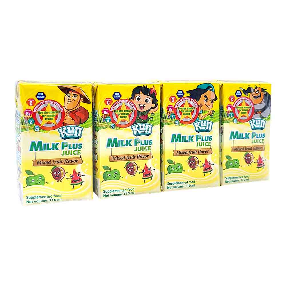 KUN Milk Plus Juice Mixed Fruit Flavor 110ml*4