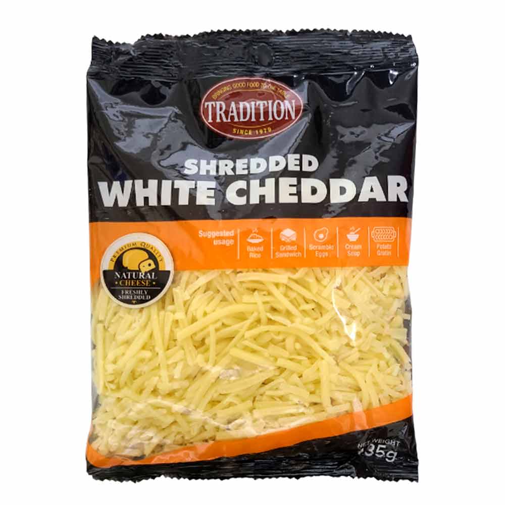 TRADITION SHREDDED WHITE CHEDDAR 135G